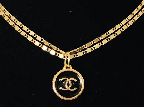 chanel repurposed gold button pendant necklace|repurposed Chanel necklace for sale.